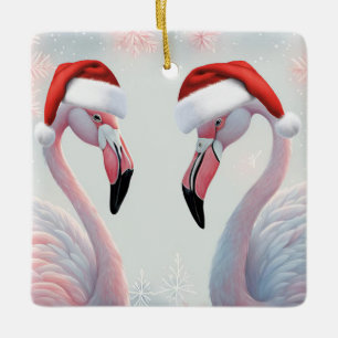 Ornement En Céramique Noël Flamant rose rose