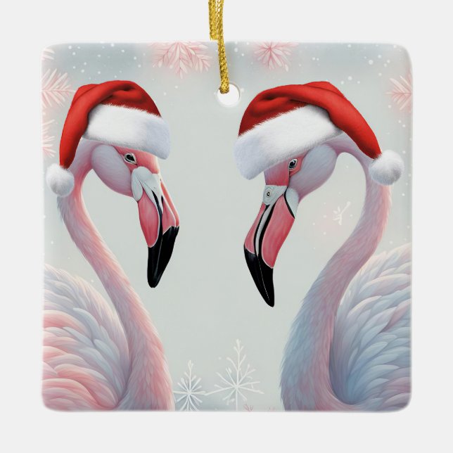 Ornement En Céramique Noël Flamant rose rose (Devant)
