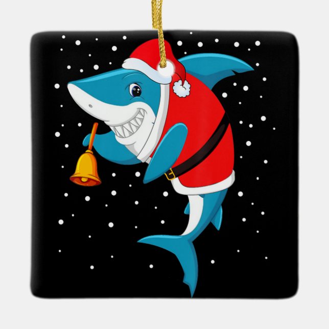 Ornement En Céramique Noël - Funny Christmas Shark (Devant)