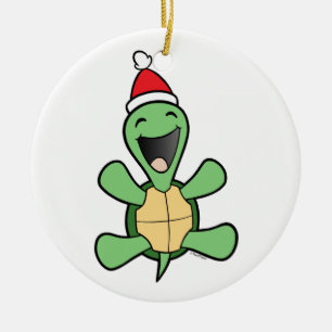 Ornement En Céramique Noël heureux de tortue