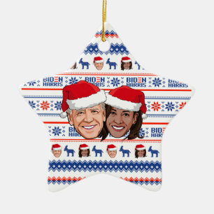 Ornement En Céramique Noël Joe Biden et Kamala Harris