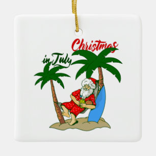 Ornement En Céramique noël juillet tropical santa claus