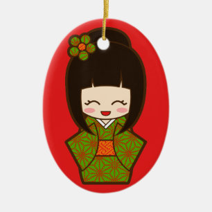 Ornement En Céramique Noël Kokeshi