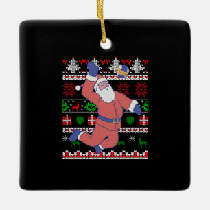 Ornement En Céramique Noël laid du volleyball du Père Noël