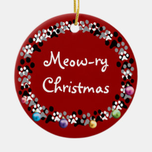 Ornement En Céramique Noël Meow-relais