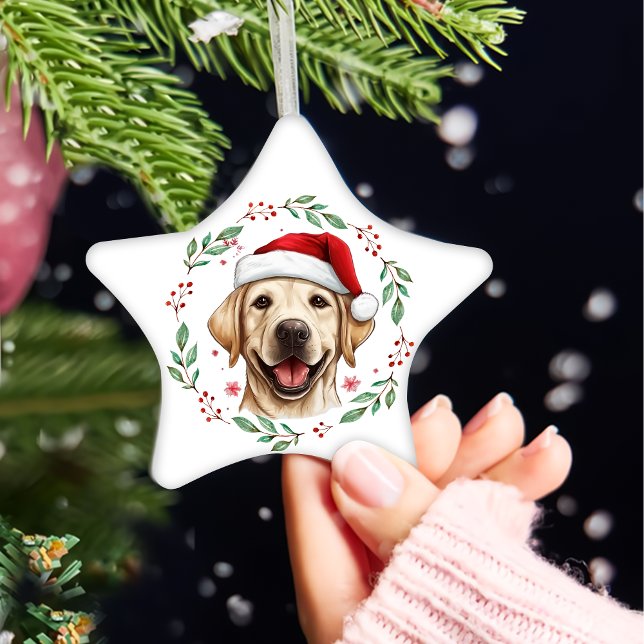 Ornement En Céramique Noël mignon chien Labrador Personnalisé (Créateur téléchargé)