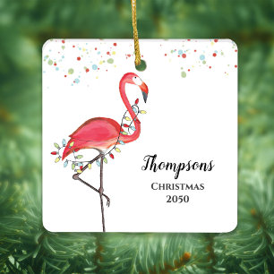 Ornement En Céramique Noël mignon Flamant rose rose