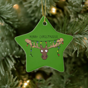 Ornement En Céramique Noël Moose mignonne drôle Christmoose