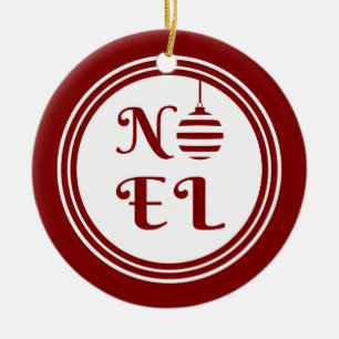Ornement En Céramique NOEL Noël Vacances Rouge et Blanc
