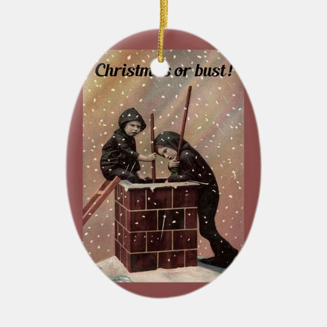 Ornement En Céramique Noël Ou Poussière, Garçon Chimney Balayage Antique (Devant)
