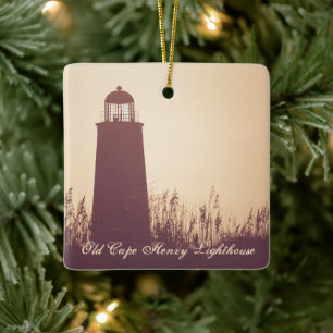 Ornement En Céramique Noël personnalisé du phare Old Cape Henry