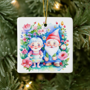 Ornement En Céramique Noël personnalisé M. et Mme Clause Gnomes