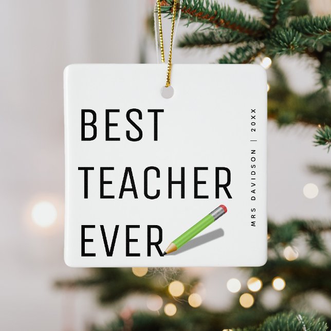 Ornement En Céramique Noël personnalisé moderne "Meilleur enseignant jam (Créateur téléchargé)