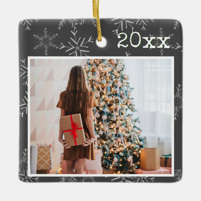 Ornement En Céramique Noël photo personnalisée (Devant)