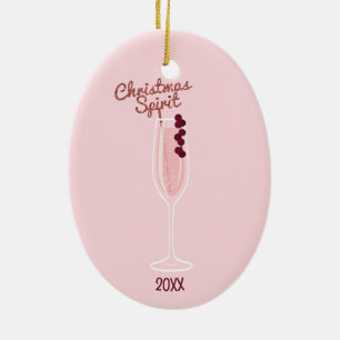 Ornement En Céramique Noël rose étincelant
