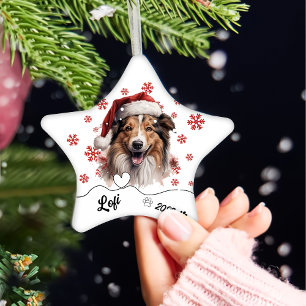 Ornement En Céramique Noel Rough Collie Chien Personnalisé Ceramic Ou