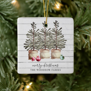 Ornement En Céramique Noël Rustique personnalisé Arbres de Noël Bois
