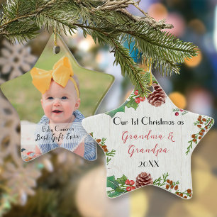 Ornement En Céramique Noël rustique personnalisé avec photo pour les nou
