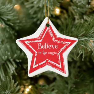 Ornement En Céramique Noël Star Ornament-Believe