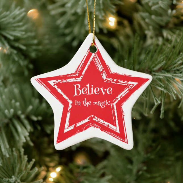 Ornement En Céramique Noël Star Ornament-Believe (Arbre)
