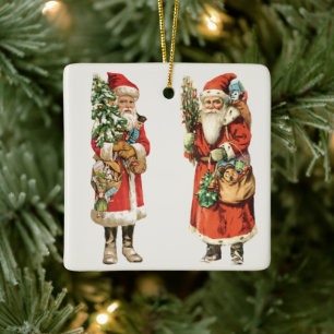 Ornement En Céramique Noël vintage, 2 images découpées de Père Noël
