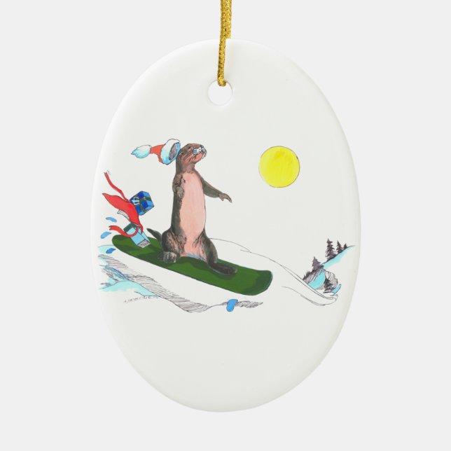Ornement En Céramique Noël Whimsical Alaska Faune Ovale Ornament (Devant)