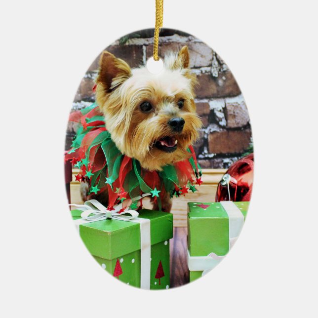 Ornement En Céramique Noël - Yorkie - Willie (Devant)