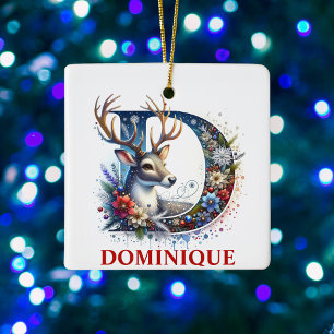 Ornement En Céramique Noëls Monogramme Lettre D Nom personnalisé