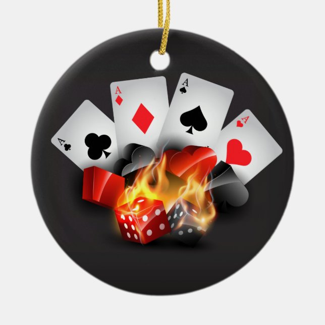 Ornement En Céramique Noir de casino de tisonnier de flamme (Devant)