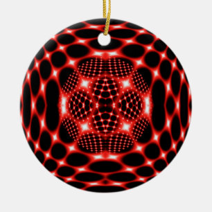 Ornement En Céramique Noir rouge de néon fractal