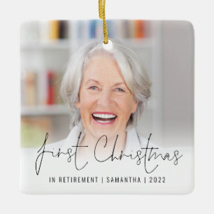 Ornement En Céramique Nom de la photo Année Noël Retraité