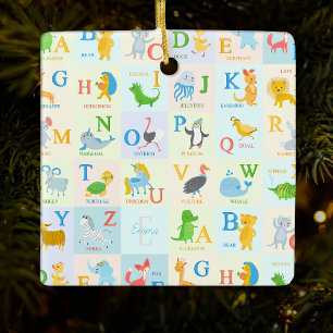 Ornement En Céramique Nom de l'Motif de l'alphabet de l'animal ABC adora