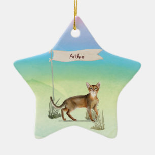 Ornement En Céramique Nom personnalisé Animal de chat Abyssinian