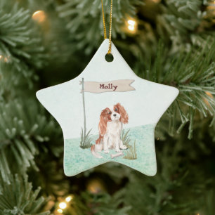 Ornement En Céramique Nom personnalisé Cavalier King Charles Spaniel Pe