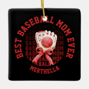Ornement En Céramique Nom personnalisé élégant de la MOM BASEBALL