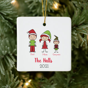 Ornement En Céramique Nom personnalisé Noël familial personnalisé