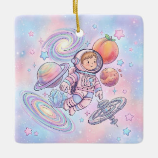 Ornement En Céramique Nom personnalisé Petit Garçon Astronaute Espace Ga
