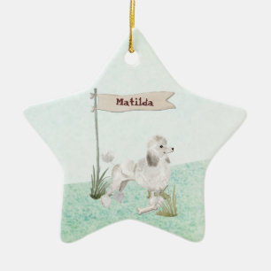 Ornement En Céramique Nom personnalisé Poodle blanc chien animal