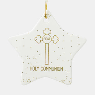 Ornement En Céramique Nom personnalisé Première Sainte Communion Croix d