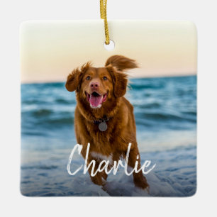 Ornement En Céramique Nom photo de chien personnalisé