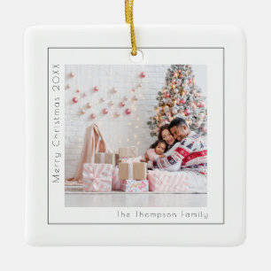 Ornement En Céramique Nom photo personnalisé simple Année Joyeux Noël