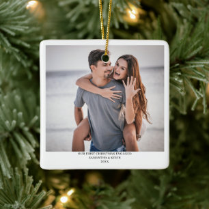Ornement En Céramique Noms photo personnalisés des couples engagés Arbre