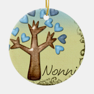 Ornement En Céramique nonni coeur bleu tan