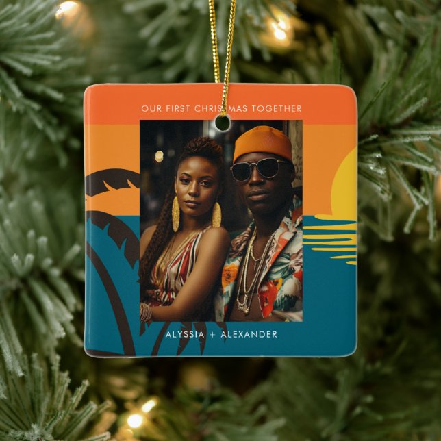 Ornement En Céramique Nos premiers noël jeunes mariés couple (Arbre)