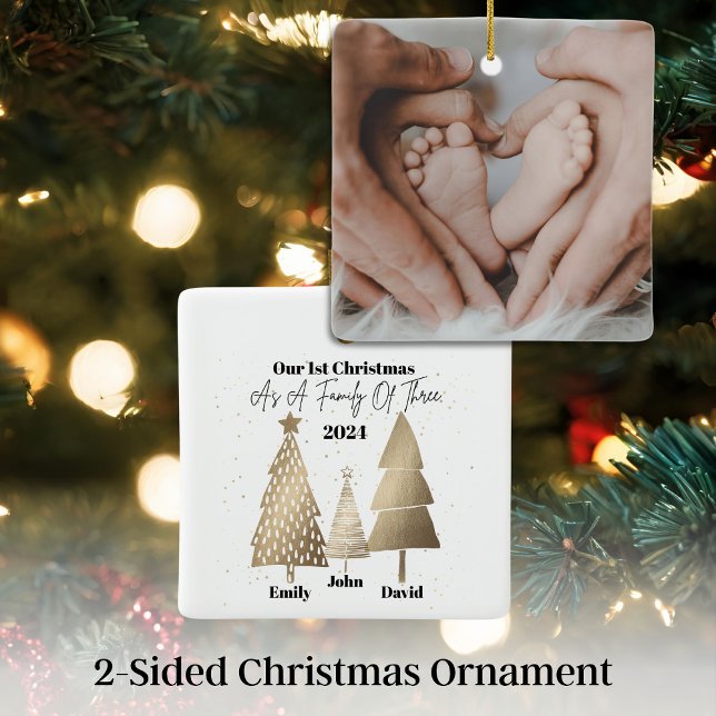 Ornement En Céramique Notre 1er Noël en famille de 3 (Créateur téléchargé)