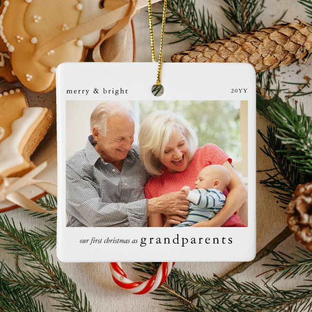 Ornement En Céramique Notre 1er Noël en grand-parents Photo Keepsaké (Créateur téléchargé)