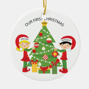 Ornement En Céramique Notre Noël personnalisé premier par Noël