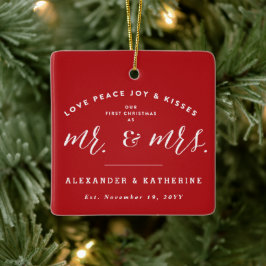 Ornement En Céramique Notre Premier Noël Comme M. Et Mme Mariage Photo