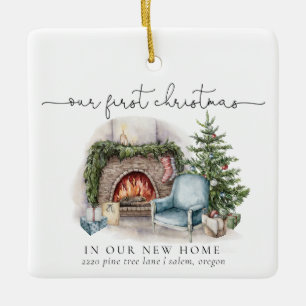Ornement En Céramique Notre Premier Noël Dans Notre Nouvelle Aquarelle M