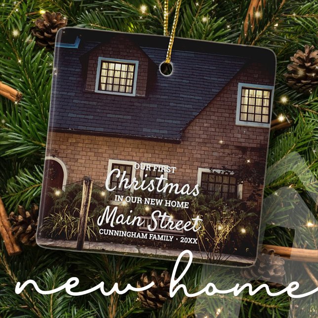 Ornement En Céramique Notre premier Noël dans notre nouvelle maison Phot (Créateur téléchargé)